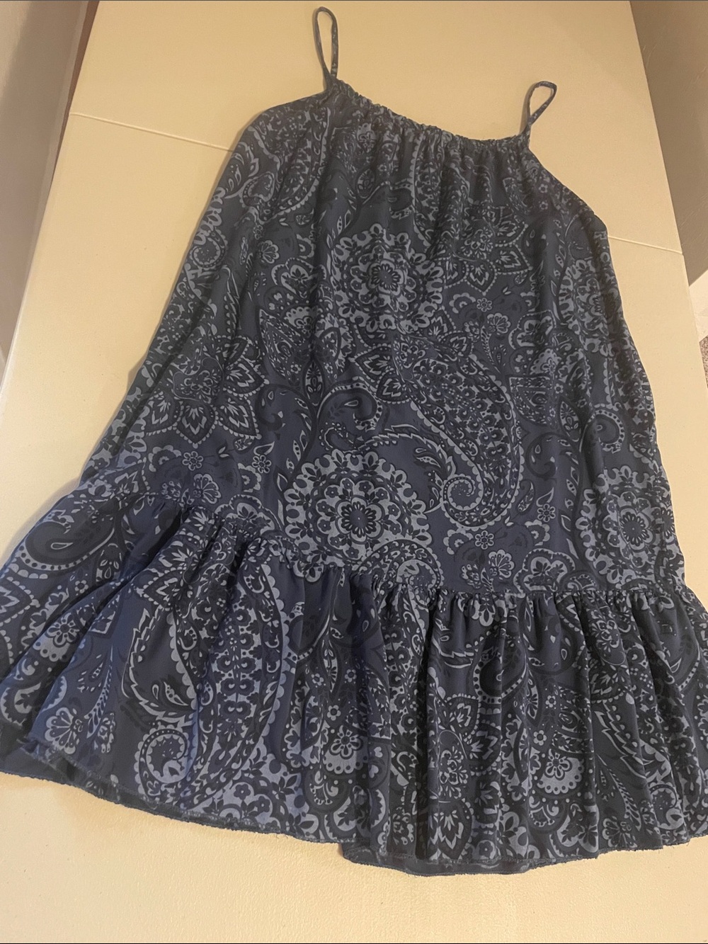 Navy Paisley Spaghetti Strap Sundress L67